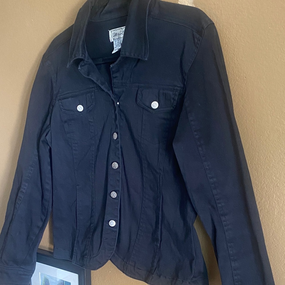 Live a Little Black Denim Jacket with Button Front country cowgirl western - Picture 4 of 11